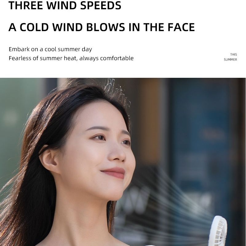 F12 3 Windgeschwindigkeiten Sommer-Kühlventilator für den Außenbereich, mit Hängeschnalle, Mini-Handventilator (weiß)_voghion.com