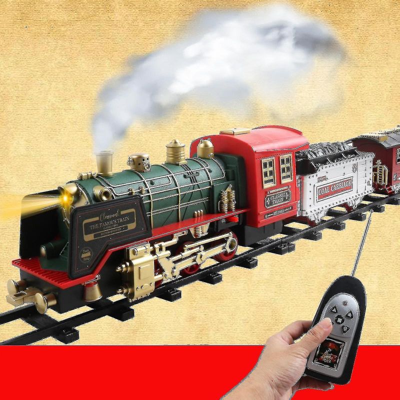 Bästsäljande tågleksaksset, uppladdningsbart elektriskt tåg med fjärrstyrt ångljusljud_voghion.com