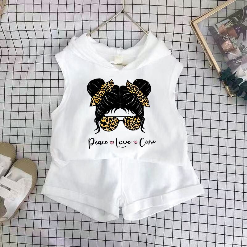 Children's Clothing 2025 New Girls Shorts Suit Hooded Two Piece Korean Style Fashion Cartoon Vest Trend_voghion.com