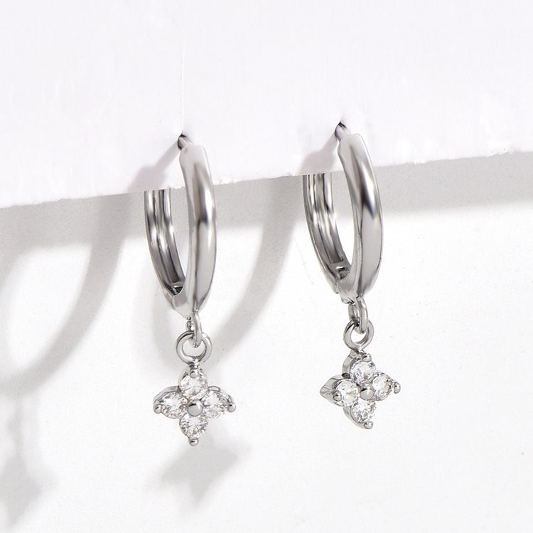 Boucles d'oreilles pendantes en cuivre pour femmes, style coréen et japonais, style simple et tendance, style fleur, C0858_voghion.com