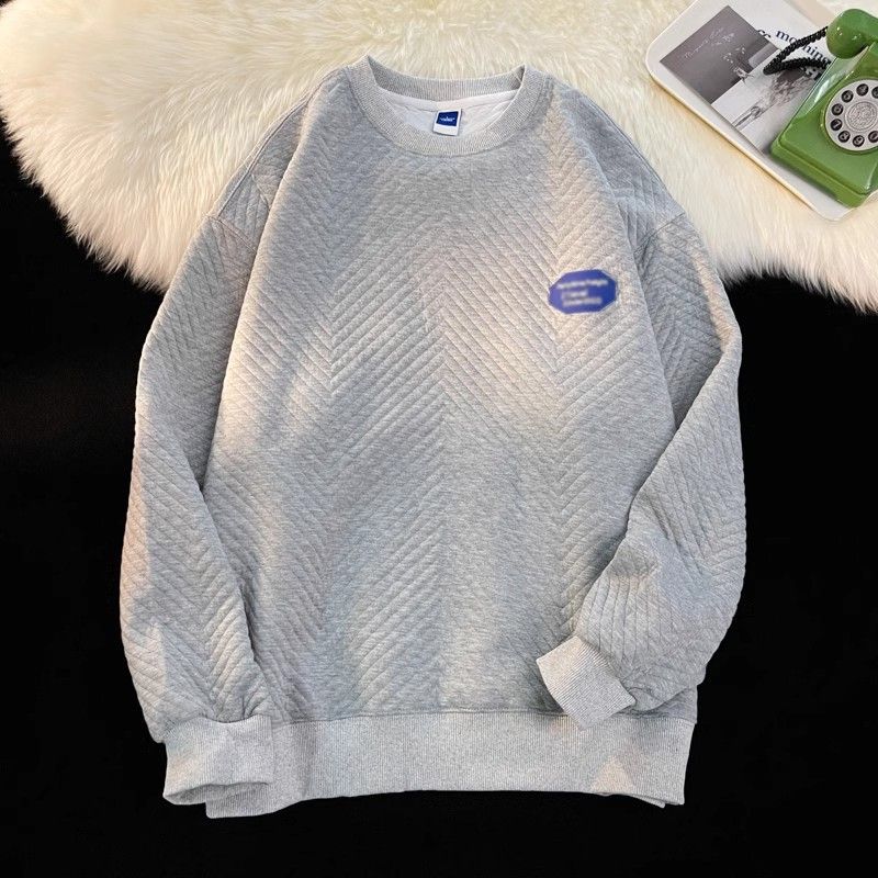 Spring And Autumn Simple Long Sleeved T-shirt Trendy Loose Round Neck Hoodie Men's Versatile Casual Base Shirt Clothes_voghion.com