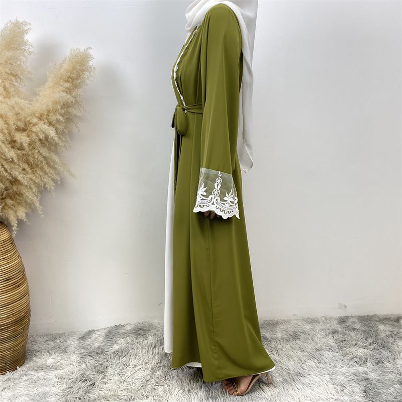 Nueva Abaya musulmana de encaje de Dubái, vestido islámico Nida, moda con bolsillo, túnica larga informal para mujer, ropa turca Eid, caftán marroquí_voghion.com