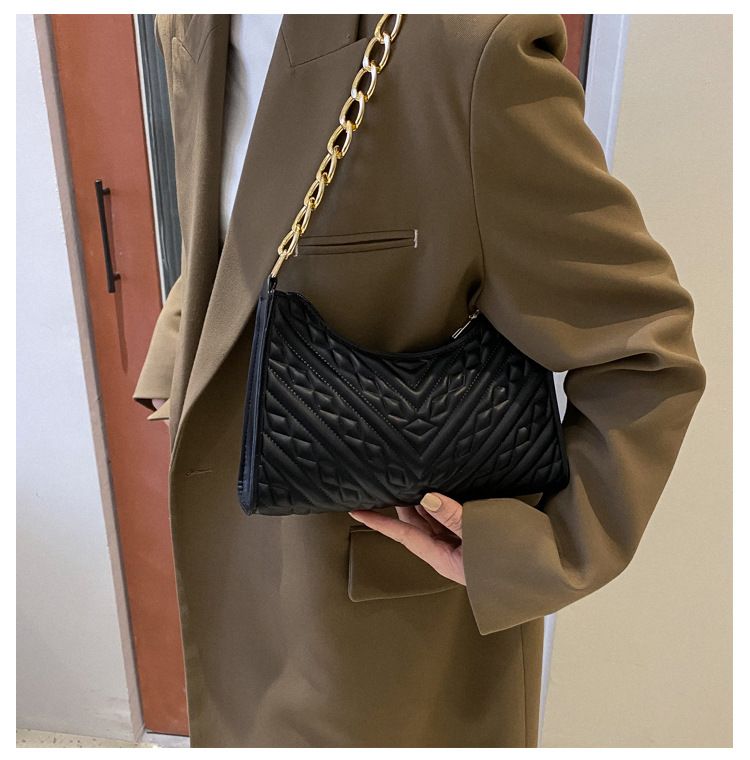 Damesmode vierkante crossbodytas met kettingriem - klassiek gewatteerd ontwerp, kleine schoudertas voor dagelijks gebruik, verkrijgbaar in wit, zwart en bruin_voghion.com