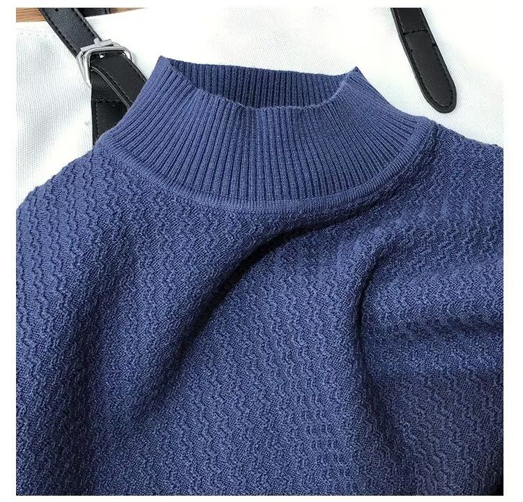 Herrenbekleidung High-End-Neuheiten für Frühling und Sommer, gestricktes kurzärmeliges T-Shirt mit halbhohem Kragen, schmales Innenoberteil, Herrenpullover, Unterhemd_voghion.com