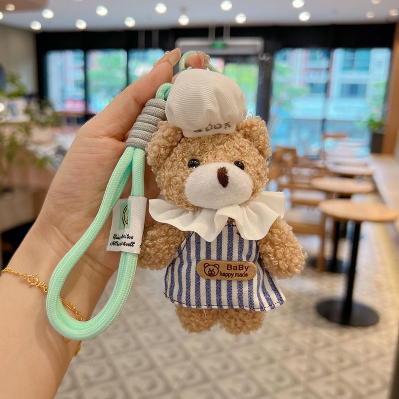 Neue Chef Uniform Bär Puppe Schlüsselanhänger Niedliche Entzückende Plüsch Spielzeug Tasche Anhänger Kreative Fertigen Produkt Hängende Dekoration_voghion.com