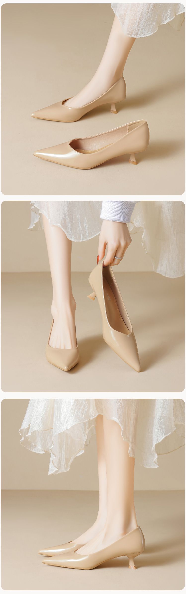 Schwarze Pendler-Arbeitsschuhe, leichter Mund, Stiletto-Einzelschuhe, weiche Sohle, Katzenabsatz, Temperament, High Heels für Damen_voghion.com