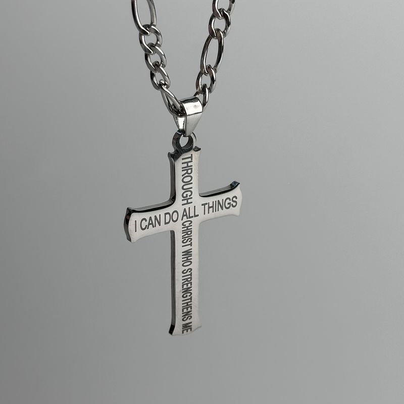 Collana con ciondolo a forma di croce con lettera, accessori fai da te in acciaio inossidabile_voghion.com