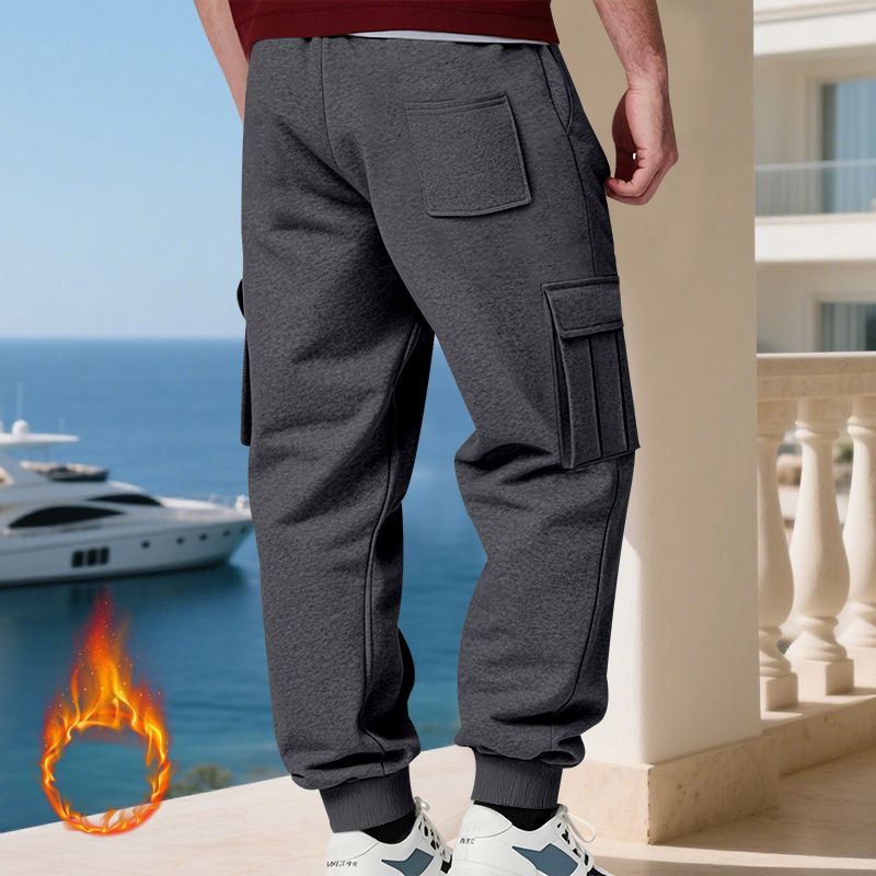 Pantaloni cargo da uomo foderati in pile - Jogger casual caldi invernali con tasche multiple, vestibilità ampia, vita elastica, comodi ed eleganti per l'uso quotidiano_voghion.com