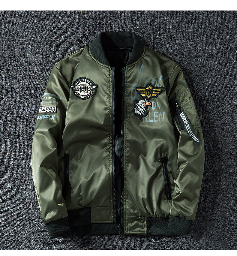 Jackett Männer Fréijoer an Hierscht Pilotjackett Plus déck Aarbechtskleeder Trendy Mark Duebelsäiteg Zwee-Wear Baseball Uniform_voghion.com