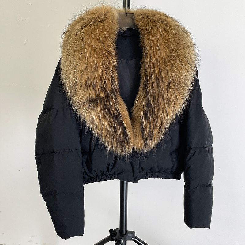 Luxury Winter Short Down Jacket For Women With Detachable Fox Fur Collar, High-Quality White Duck Down, Elegant & Stylish, Loose Fit, Warm_voghion.com