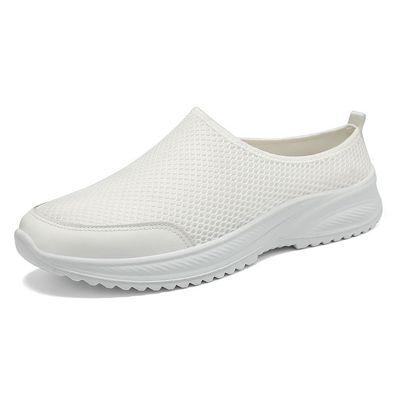 Unschlagbare Qualitätsschuhe für Herren im Sommer, flache Halbschuhe, ein Fuß, faul, atmungsaktiv und geruchlos, einfarbiges Mesh_voghion.com