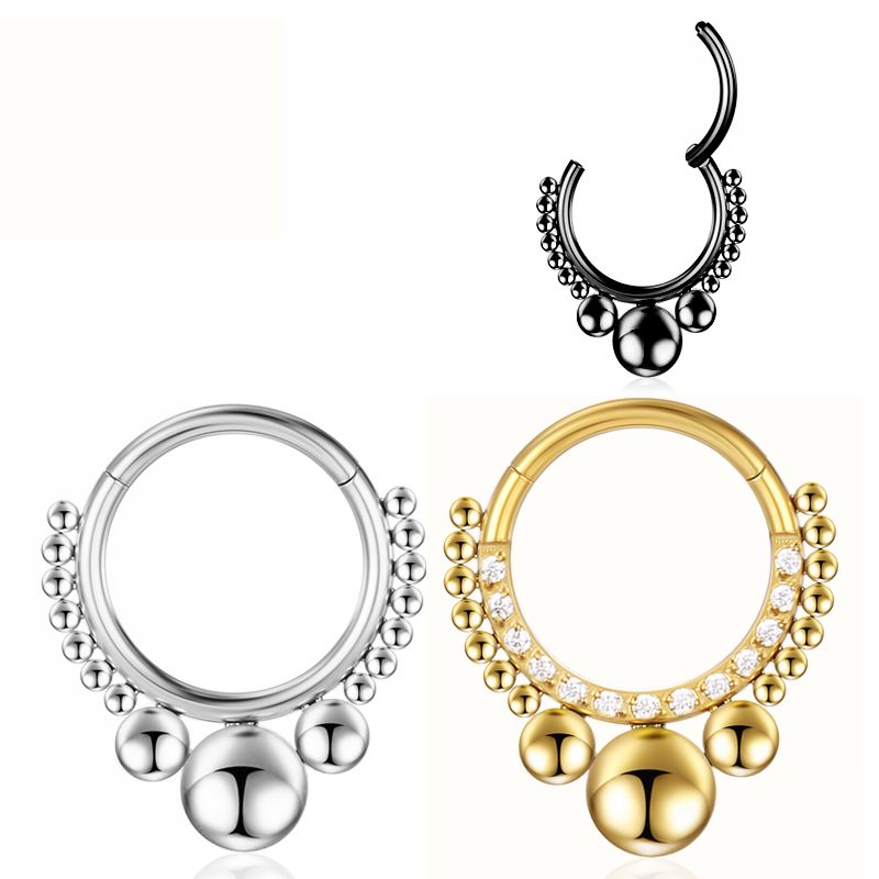 F136 Titan Septum Piercing Helix Näsringar Zirkon Gångjärnssektion Tragus Örhängen Lob Clicker Kroppsbrosk Damsmycken_voghion.com