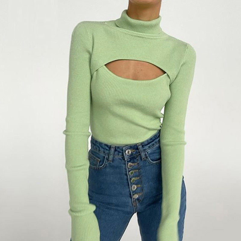 Reggiseno da donna a maniche lunghe con cappuccio in maglia_voghion.com