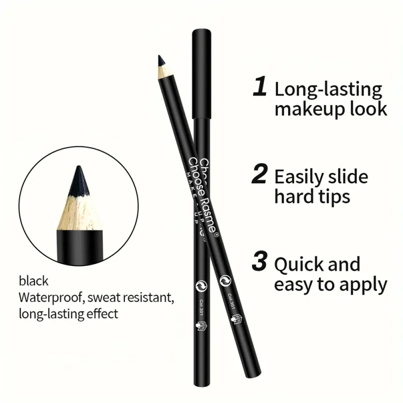 1Pc High Pigmented Eyeliner Pencil Hard Refill Smooth Black Wooden&Liquid Eyeliner Eyebrow Pencil Long-Lasting Cosmetics Makeup_voghion.com