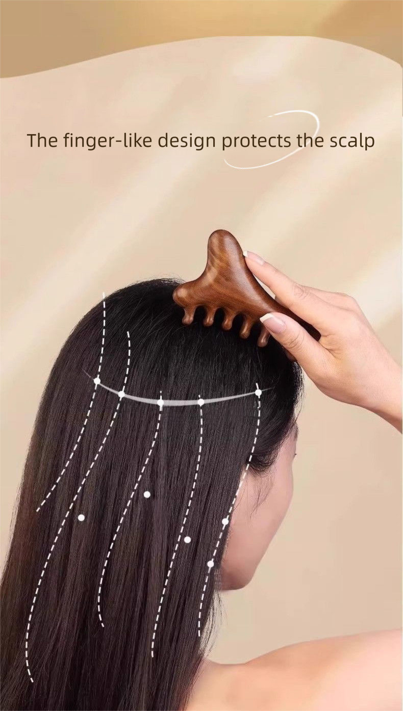 Xincaotang 4-in-1 Massage Gua Sha Finger Meridian Head Neck Triangle Comb Multi-Functional_voghion.com