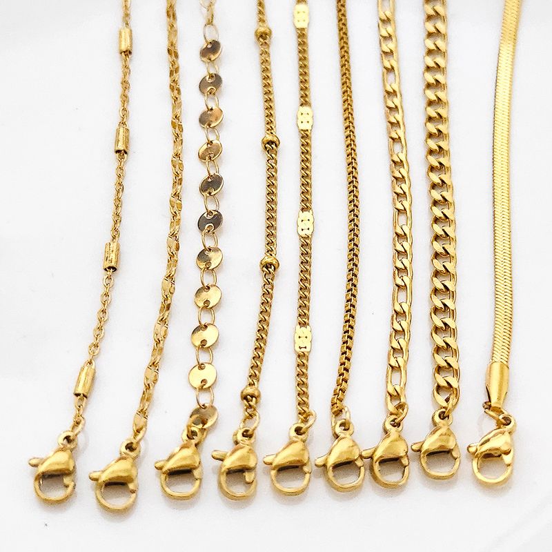 Bohemian Minimalist Women's Gold Layered Titanium Steel Set Multi-layer Simple Cuban Chain Bracelet_voghion.com