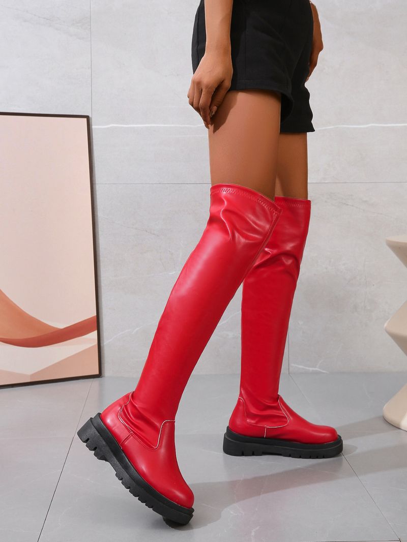 Women's thigh-high boots Platform boots over the knee slim high elastic boots_voghion.com