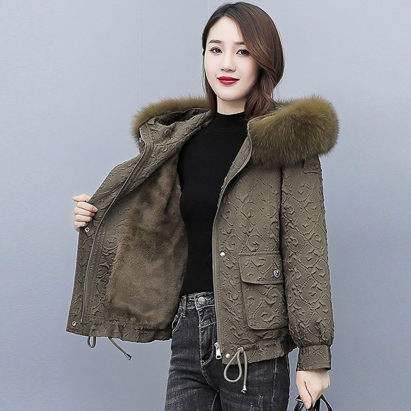 Thickened New Winter Outfit, With A Slimming Western-Style Temperament And Short Plush Workwear Printed Cotton_voghion.com
