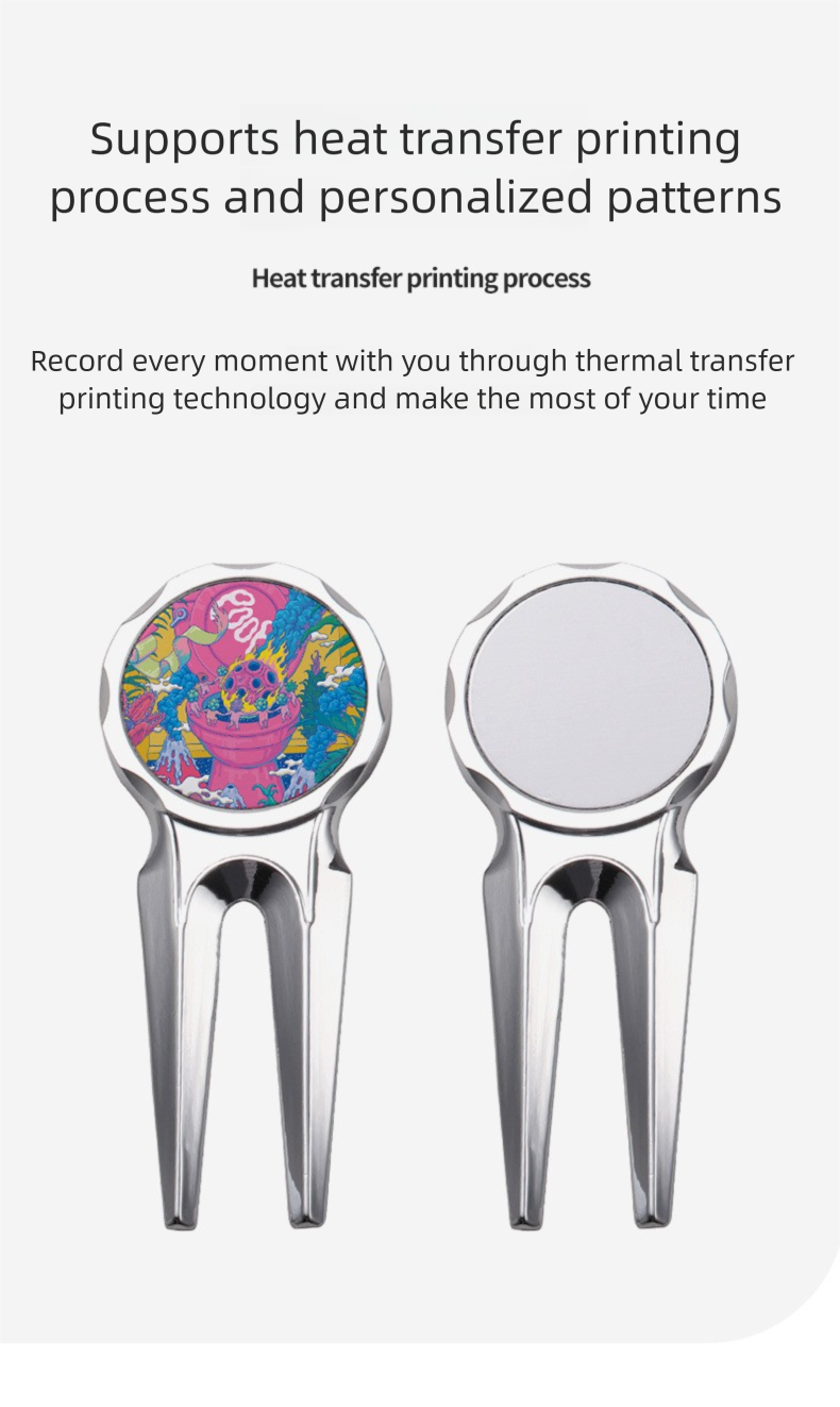 Grenzüberschreitender Blanko-Putting-Green-Gabel aus Metall mit Wärmeübertragung_voghion.com