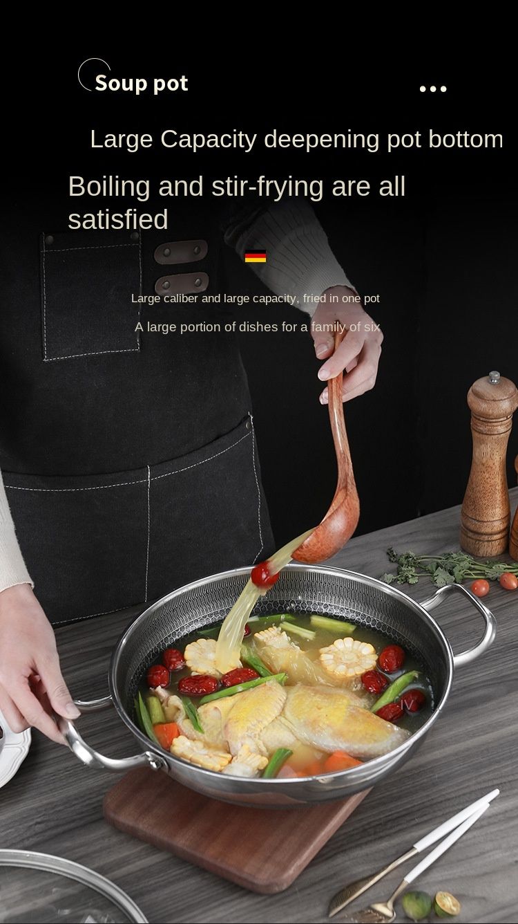 32cm 304 Stainless Steel Frying Pan Food Grade Non Stick Pan Honeycomb Pot Bottom Induction Cooker Gas Stove General Wok_voghion.com
