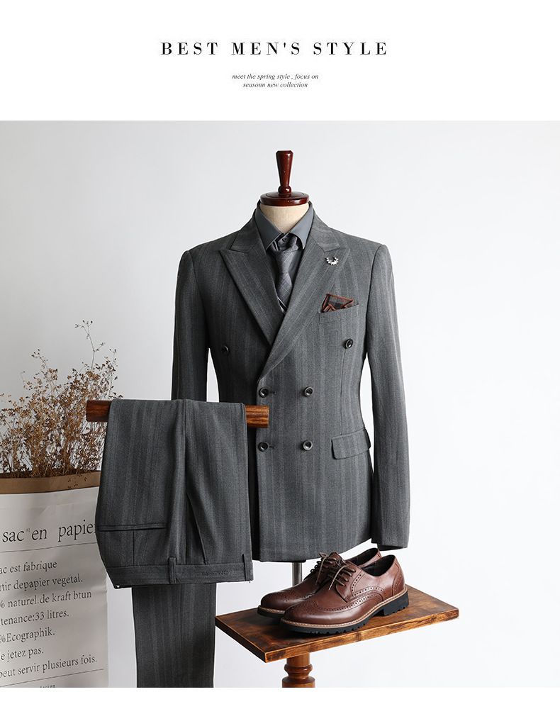 Costum bărbătesc cu două rânduri de nasturi, costum de mire, costum de mire, sacou_voghion.com