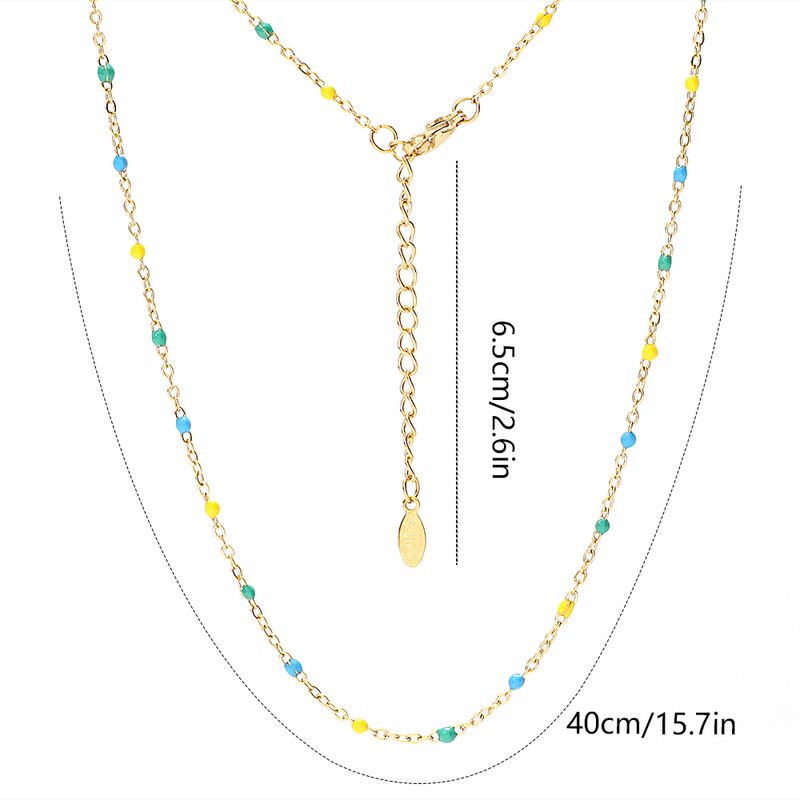 ZMZY Collana con catena a maglie in acciaio inossidabile rosa caldo, alla moda, con perline in smalto satellitare color oro, per donna, elegante, estiva_voghion.com