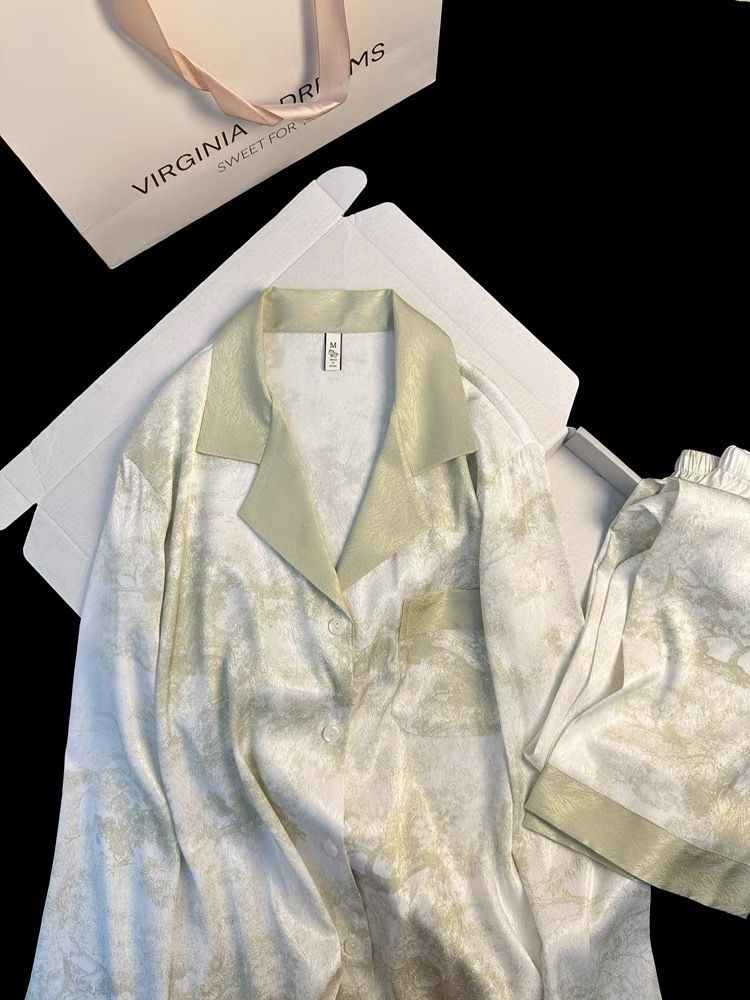 2025 Neue High-End-Nachtwäsche: Langarm-Dünnversion für Damen im Frühling und Herbst, zweiteiliges Heimkleidungsset aus Seide_voghion.com