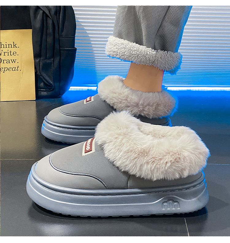 Ciabatte invernali da uomo con fodera in pile, suola spessa antiscivolo, comode pantofole da casa per interni/esterni e per il freddo_voghion.com