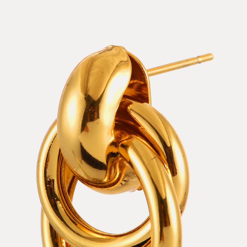 Women's Jewelry Water Drop Multi Layer Ear Needle Spiral Circle Copper Plated With Real Gold High End Light Luxury Pendant Earrings_voghion.com