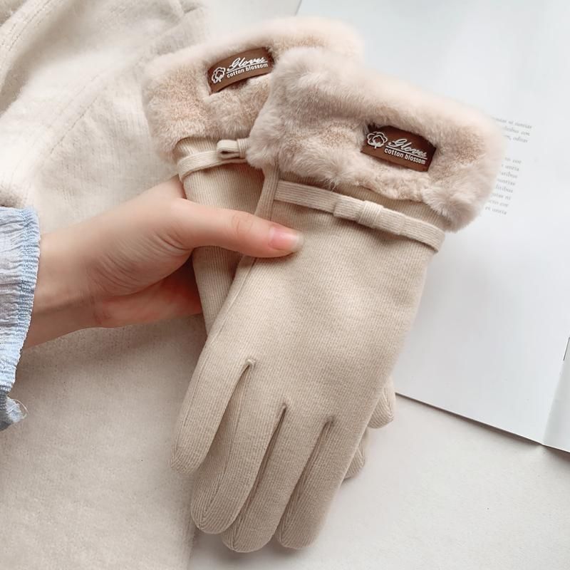 Dikke 's met warmte en koude preventie, touchscreen Koreaanse versie schattige student fiets fluwelen winter handschoenen voor_voghion.com