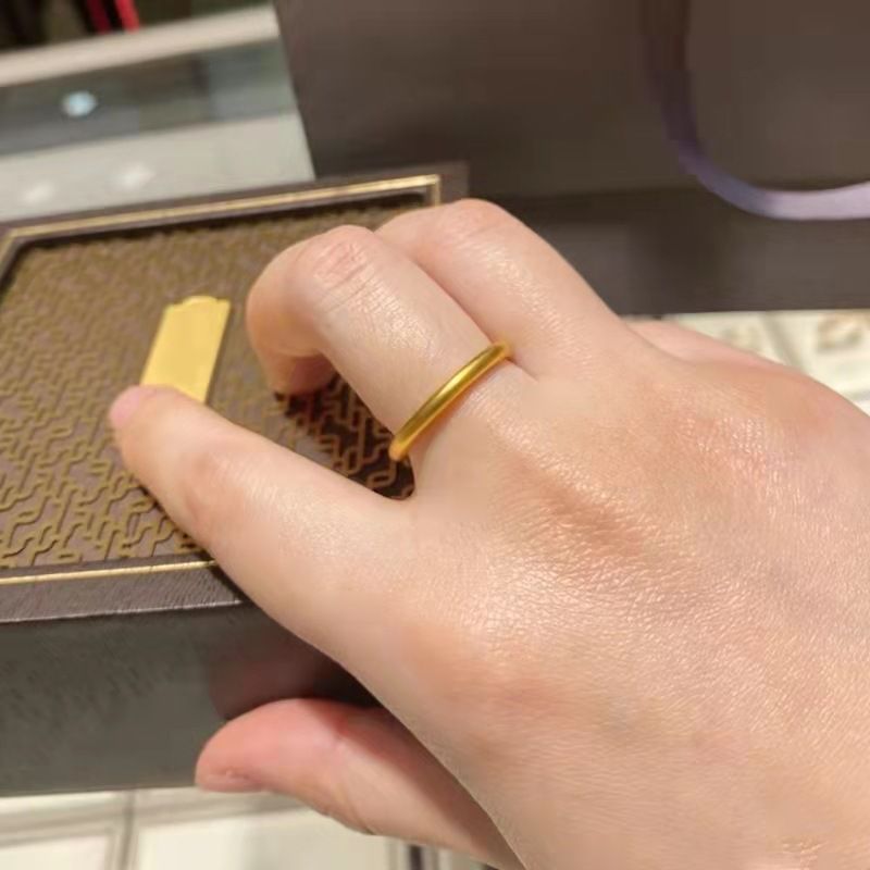 Antiker Stil Erbe schlichter Ring glänzender Ring weiblicher Vietnam Sand Gold mattierter massiver geschlossener Ring_voghion.com