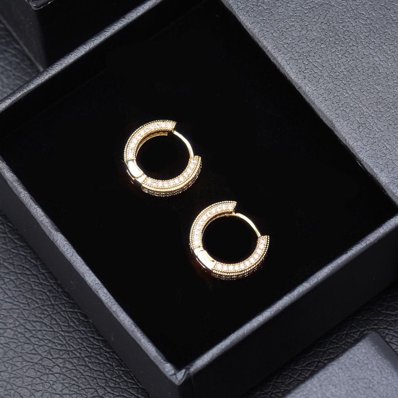 Koperen creolen met volle zirkonia – Bling hiphop sieraden voor mannen en vrouwen_voghion.com