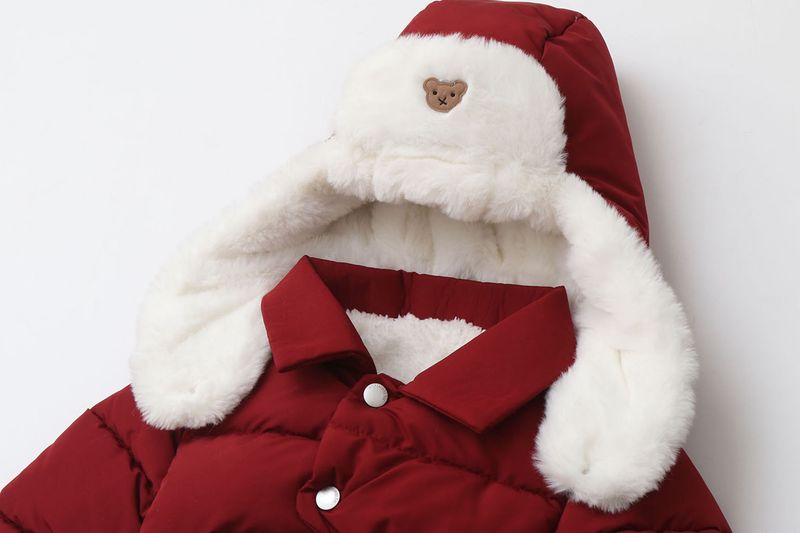 Pelele de invierno premium con capucha para bebé Mother & Kids: mono grueso acolchado de algodón para bebés y niños pequeños (66-90 cm), unisex, manga larga, con cremallera_voghion.com