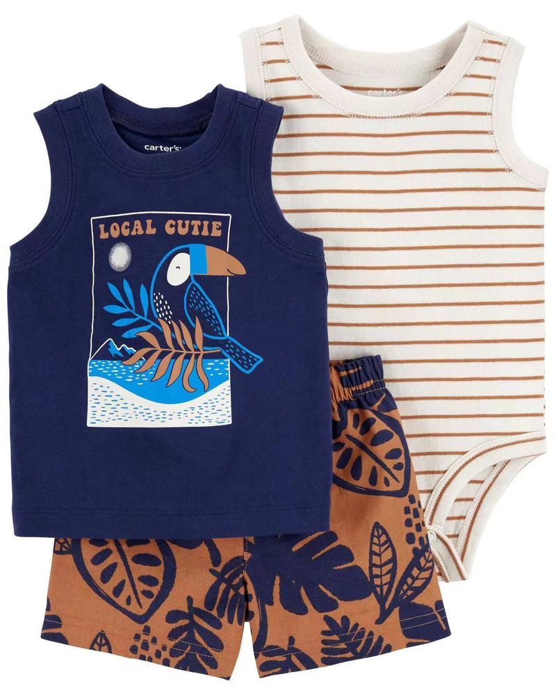 Baby-Einteiler mit kurzen Ärmeln für Mädchen mit Tragetüchern und bedrucktem, kurzärmeligem Neugeborenen-Sommeranzug, dünn, süß und hübsch, 3-teilig_voghion.com