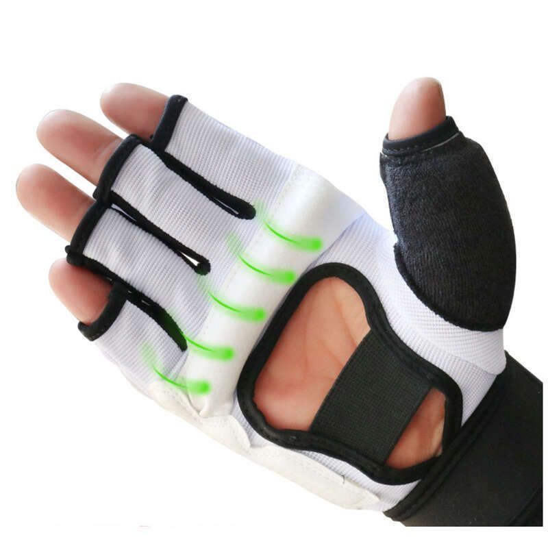 Weiße Boxhandschuhe für Taekwondo, dicke Fußabdeckung, Halbfinger-Armband für das Training von Kindern und Grundschülern_voghion.com