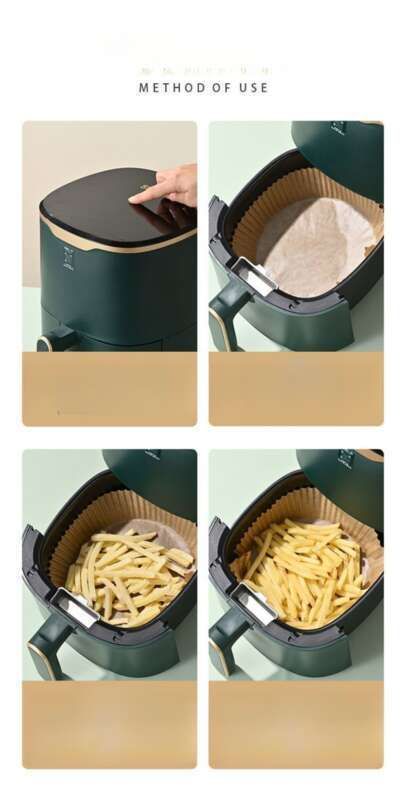 Freidora de aire con aceite, bandeja circular desechable resistente a altas temperaturas para horno, papel de silicona de doble cara para aceite._voghion.com