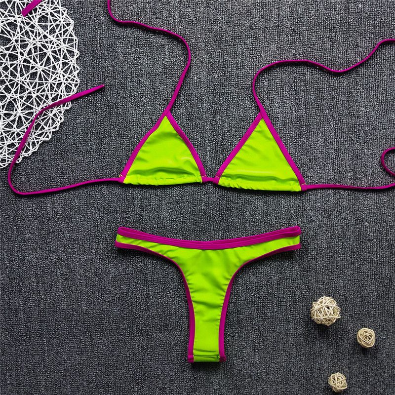 Nuovo bikini sexy da donna, senza schienale, piccolo, fresco, multicolore, con spacco, costume da bagno femminile, bikini a pois_voghion.com