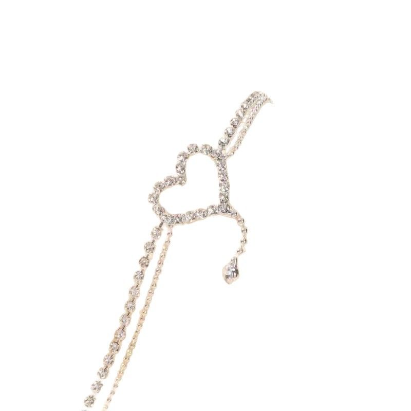 Modeschmuck, mehrlagiges Strand-Fußkettchen mit Strasssteinen und Herz-Design für Damen, Urlaubs- und Party-Accessoires_voghion.com