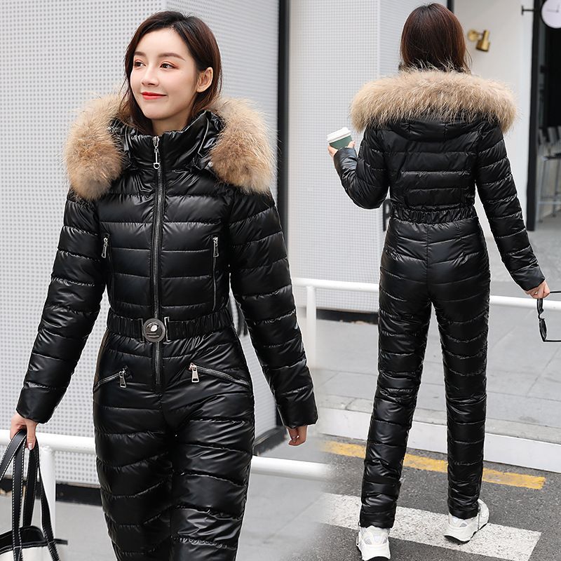 2025 Winter Fur Collar Elegant Women's Pants Set Fashion Casual Jumpsuit_voghion.com