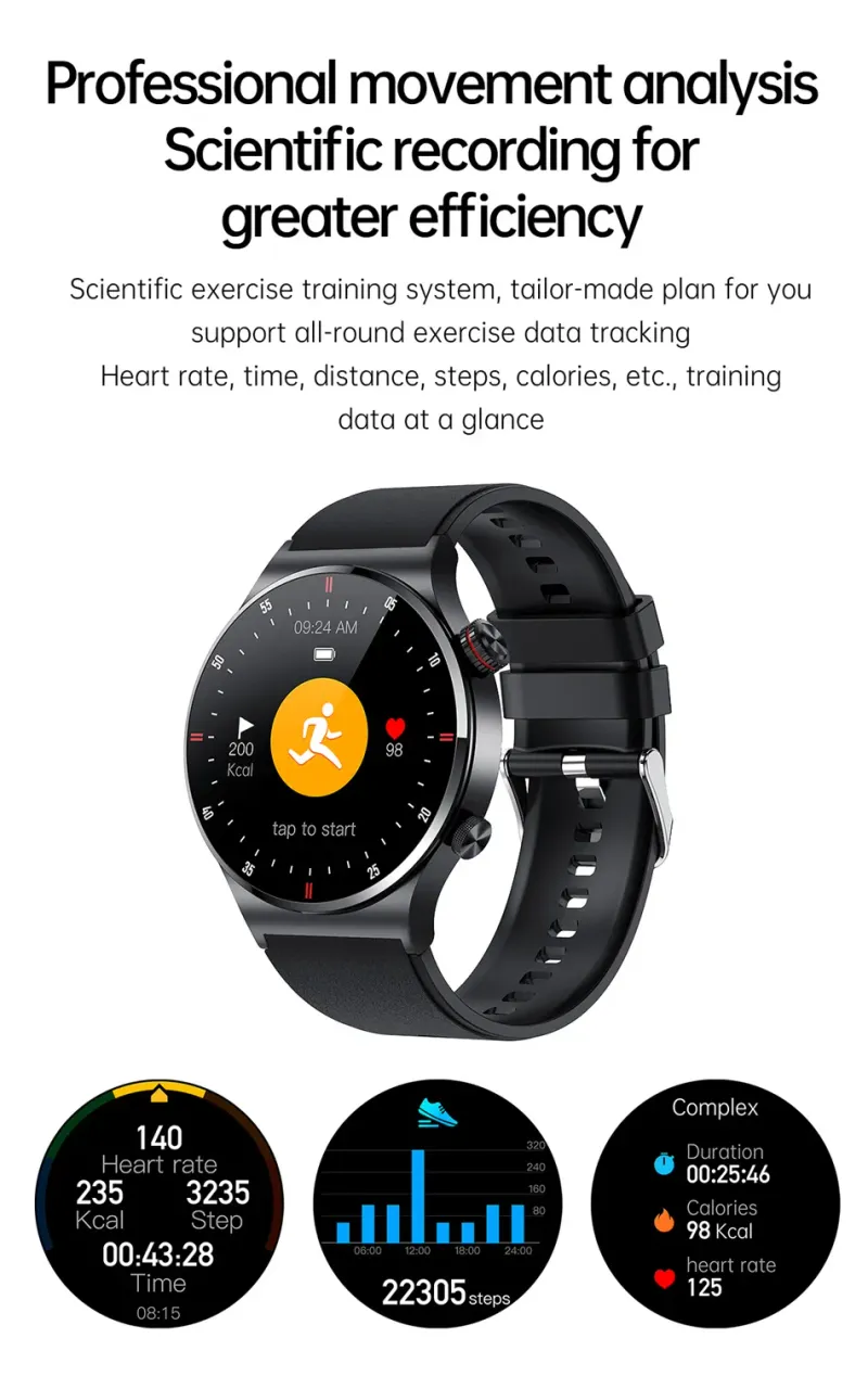 2025 Heart Rate Smart Watches Sports Pressure GPS Waterproof Smartwatch Large HD Screen Bracelet ECG Blood Oxygen_voghion.com