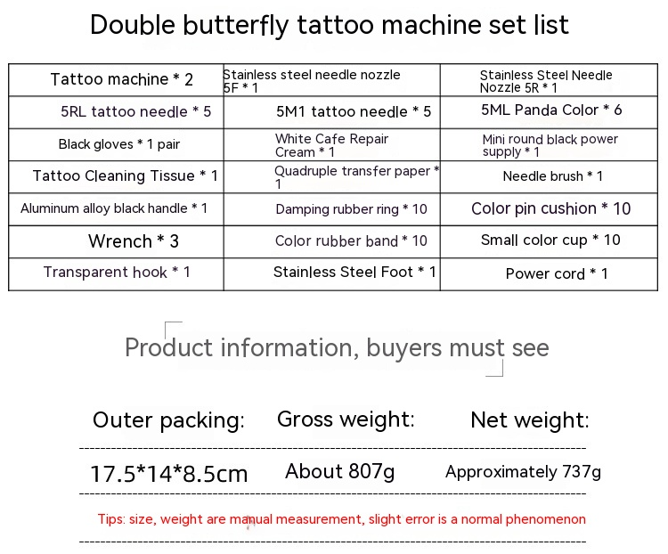 Equipo Ou Liang, juego de máquina de mariposa doble, herramienta de tatuaje, fuente de alimentación_voghion.com