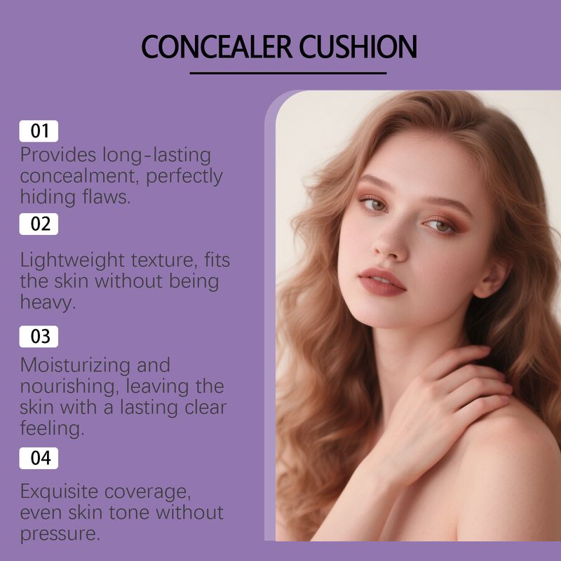 Zephoco Purple Concealer, natürliche Make-up-Grundlage, leicht und bequem, zarte Textur, nicht kuchenartig, mattes Kissen_voghion.com