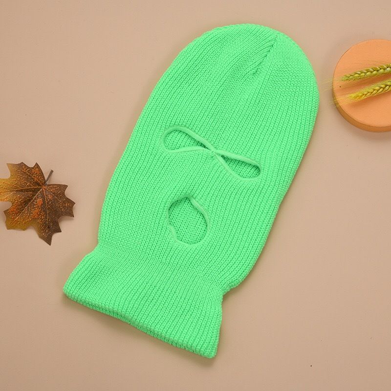 Cappello da sci a tre fori per autunno e inverno, lavorato a maglia, per uomo e donna, in acrilico tinta unita, lavorato a maglia, caldo cappello invernale all'ingrosso_voghion.com