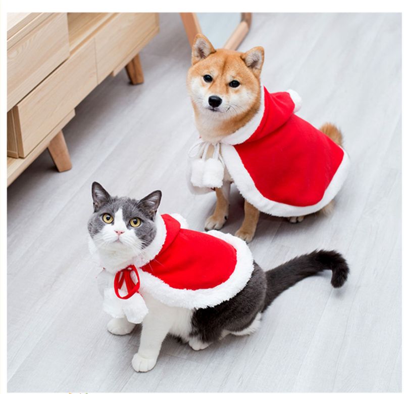 Cat Christmas Dress Little Red Riding Hood Cloak Cloak Pet baby cat Christmas New Year cloak puppy dog hat_voghion.com