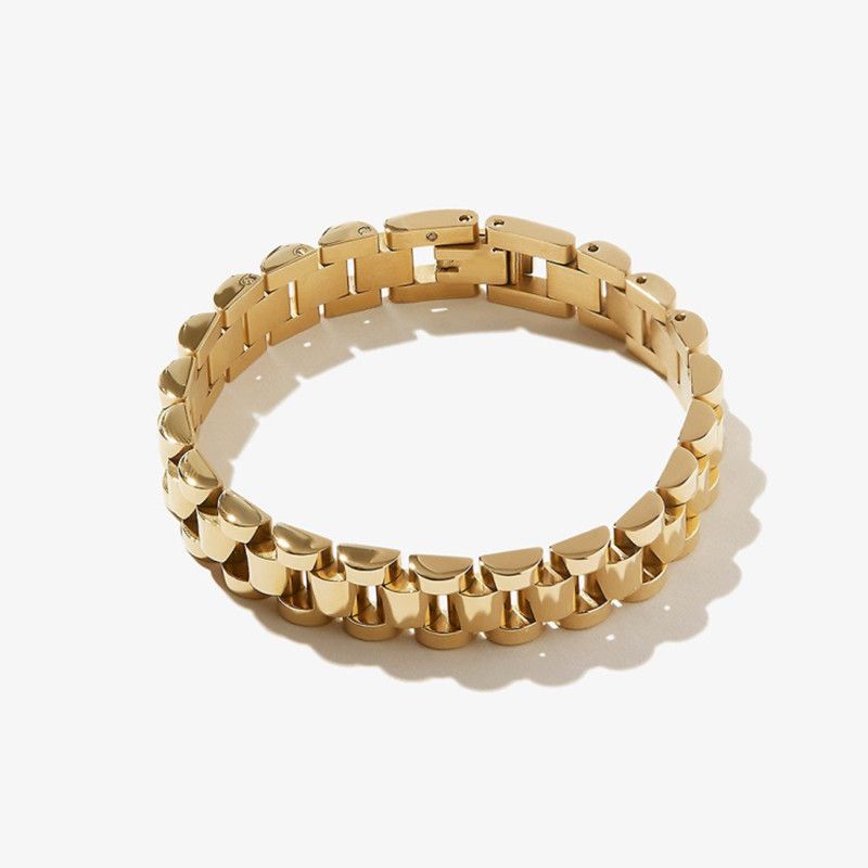 Titanarmband Edelstahl vergoldet abnehmbare Armband Armreif Uhrenkette für Hip-Hop Männer und Frauen leicht_voghion.com