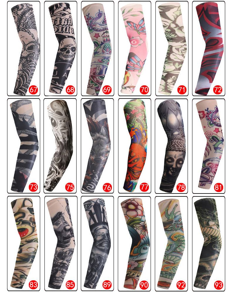 Manchon de protection solaire unisexe en soie glacée, tatouage sans couture, pour hommes et femmes, cyclisme, été, conduite, glace, long manchon de glace_voghion.com