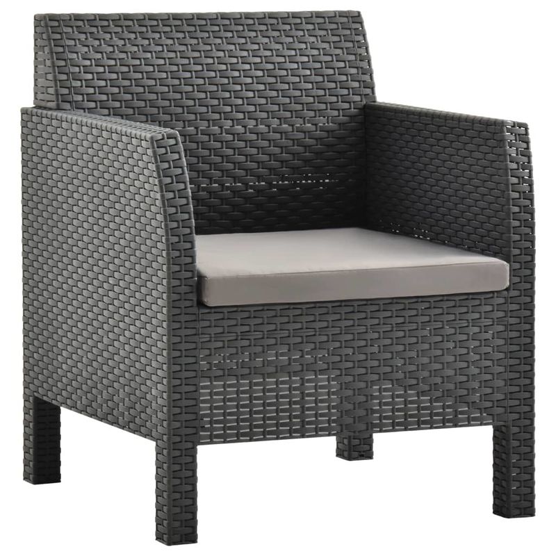 2 Piece Patio Lounge Set with Cushions PP Rattan Anthracite_voghion.com