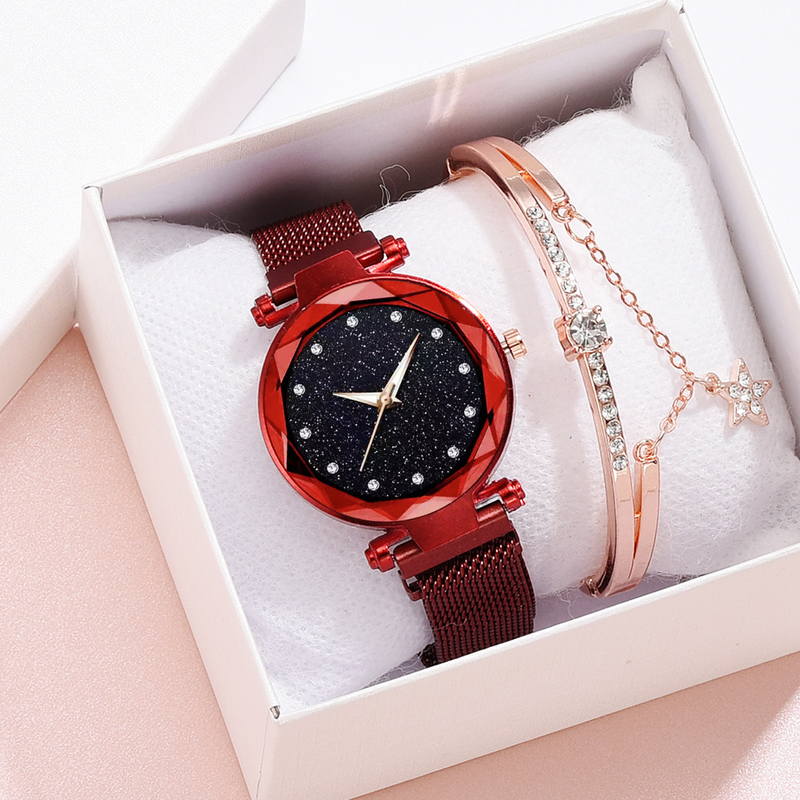 Magnete in pietra esplosiva regalo in due pezzi orologio da polso da polso micro-business modelli di drenaggio orologio al quarzo da donna con strass_voghion.com