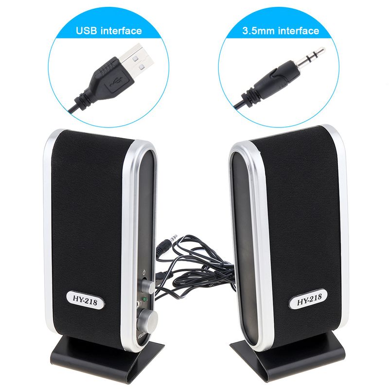 HY-218 6W 2.0 Wired USB Power Notebook Speakers Stereo 3.5mm Audio Jack Portable Loud Speaker For Laptop Computer_voghion.com