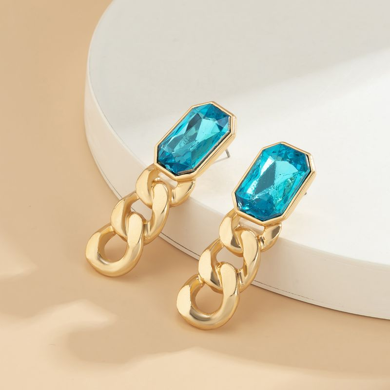 Yamaler 1 Paar baumelnde Quastenkette, quadratische Form, Kunstedelstein, hohle Ohrringe für Party_voghion.com